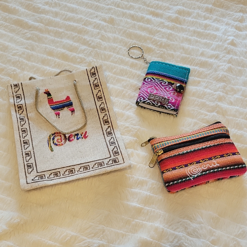 Colorful Peruvian Gift Bag, Coin Purse And Keychain Notebook Set